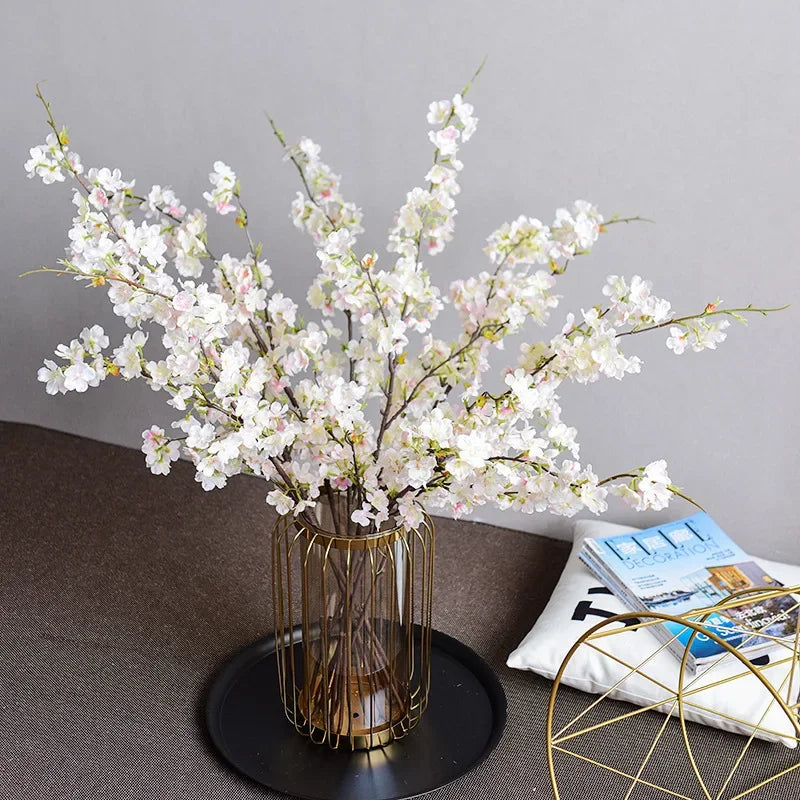 Artificial Cherry Blossom Branches, Silk, Pink, White, Fake Plant, Living Room, Home, Wedding Arch, DIY Decorative Floral, 109cm - vue 3 sur 7