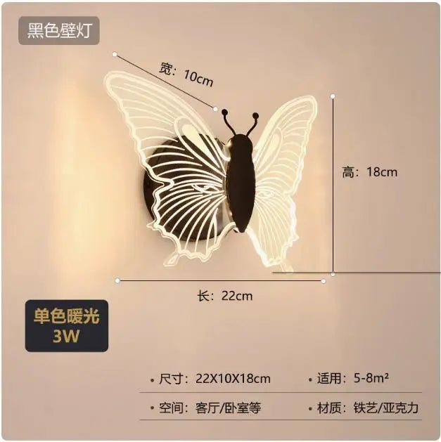 applique murale LED papillon pour chambre d'enfant décoration murale - vue 9 sur 10