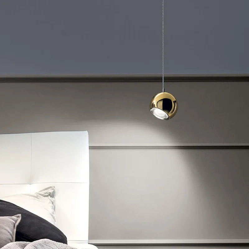 Suspension design LED rotative en métal chromé doré idéale pour bar restaurant café - vue 4 sur 6