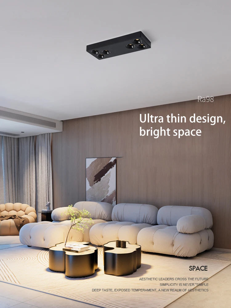 Brgt surface-mounted aluminium cob LED spotlight for modern interiors - vue 3 sur 8