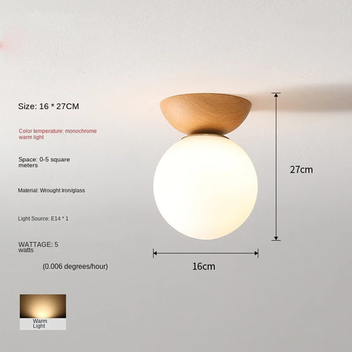 Plafonnier moderne LED en bois arrondi design