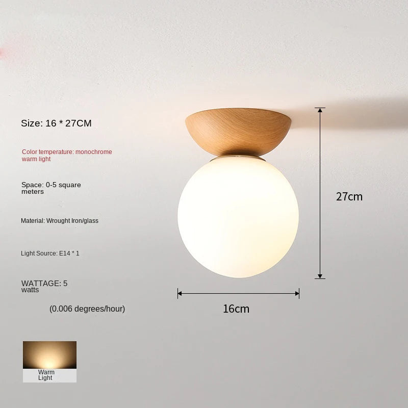 Plafonnier moderne LED en bois arrondi design