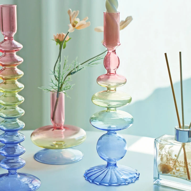 bougeoir en verre pour décorations de fête et mariage - vue 4 sur 16