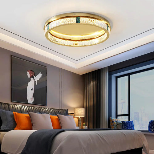 lustre moderne en cristal rond à 3 couches avec led - vue 5 sur 15