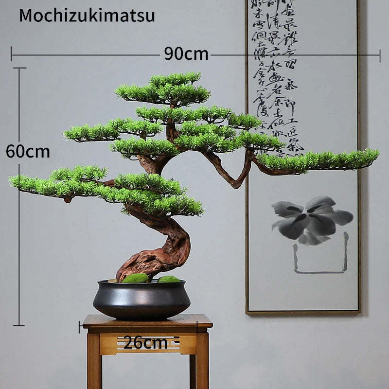 Simulation bonsai trees are suitable for decoration, immortal welcoming pine, green planting, artificial landscape, home, living - vue 15 sur 25