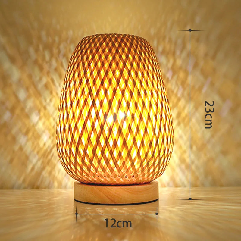 Petite lampe de Table en rotin à intensité variable