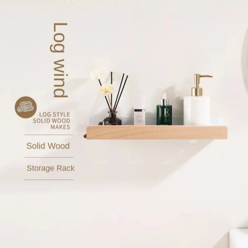 Bathroom Storage Shelves，Wooden bathroom Rack Wall-Mounted Punch-Free, Seasoning Board shower Storage Rack，bath shelf organizer - vue 3 sur 8