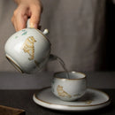 Theiere ceramique ru kiln motif chat poignee laterale