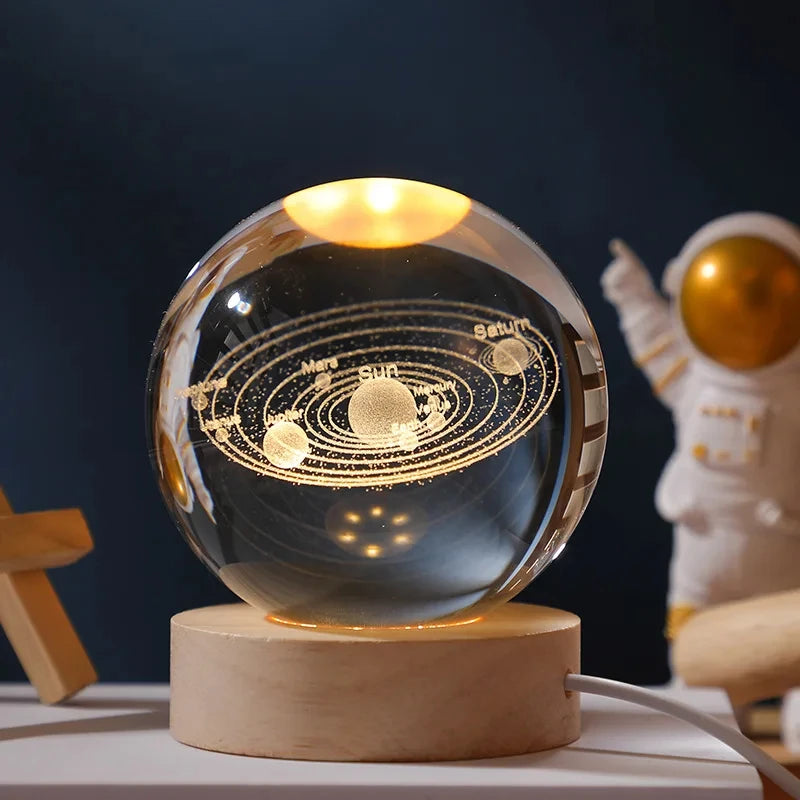 boule de cristal 3d lune galaxie décoration lumineuse pour la maison - vue 14 sur 17