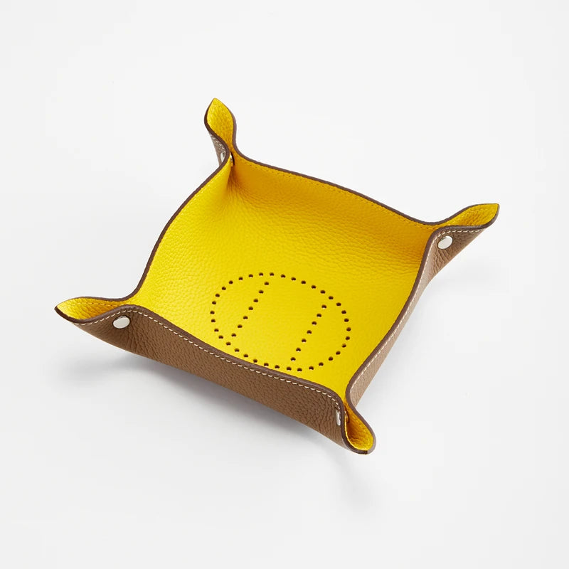 plateau de rangement en cuir pliable pour divers objets - vue 8 sur 10