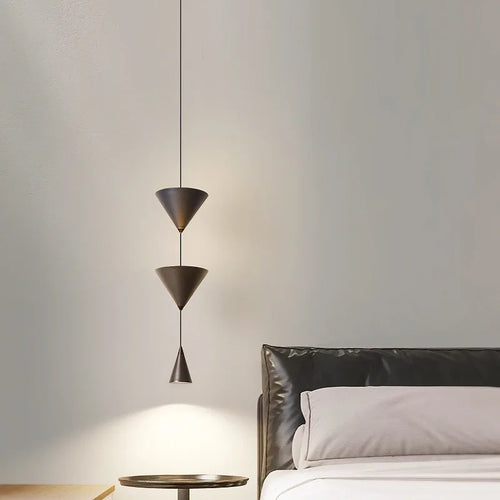 Suspension de chevet de chambre à coucher moderne simple conception de cône blanc noir LED lustre suspendu lumière pour salon intérieur barre 220V - vue 3 sur 8
