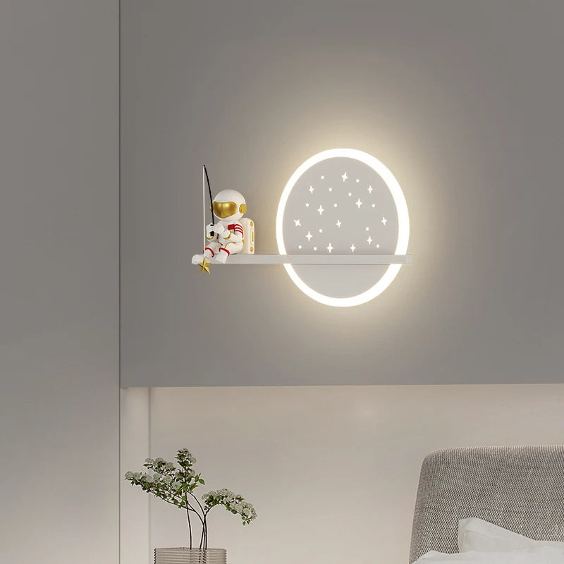 applique murale led astronaute lune planète style nordique 2022 - vue 4 sur 18
