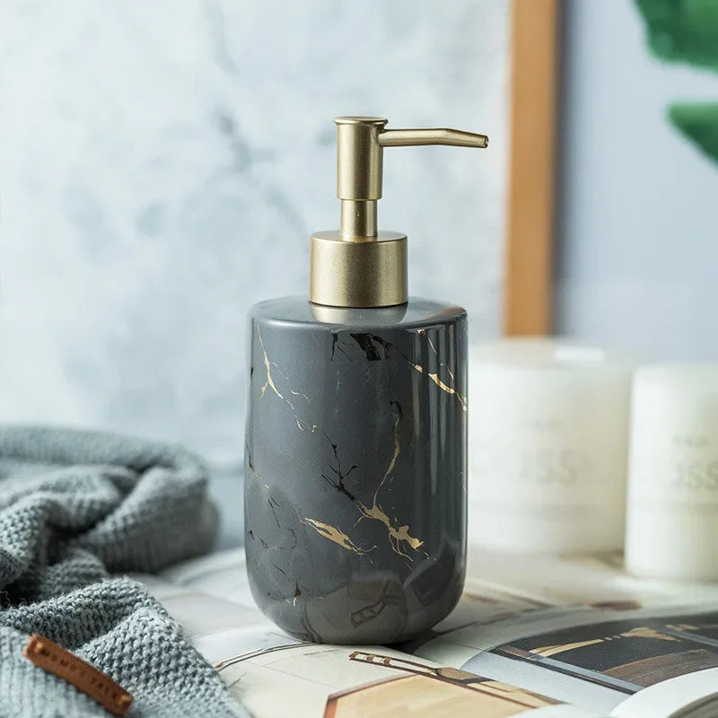 distributeur de savon liquide en céramique pour salle de bain moderne - vue 4 sur 12