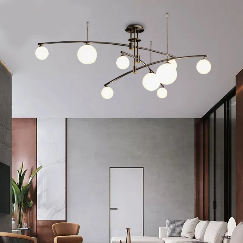 lustre en métal et verre pour barre de suspension cuisine - vue 4 sur 12