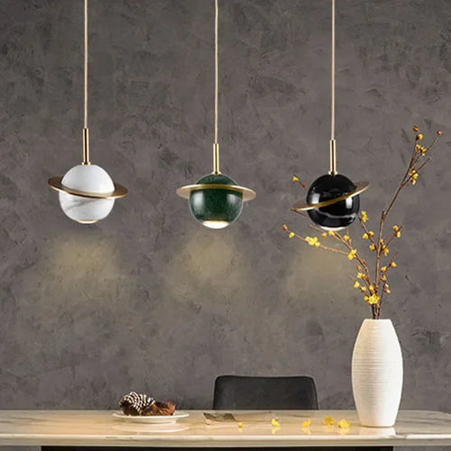 lustre circulaire en marbre naturel style nordique pour bars et restaurants - vue 5 sur 9
