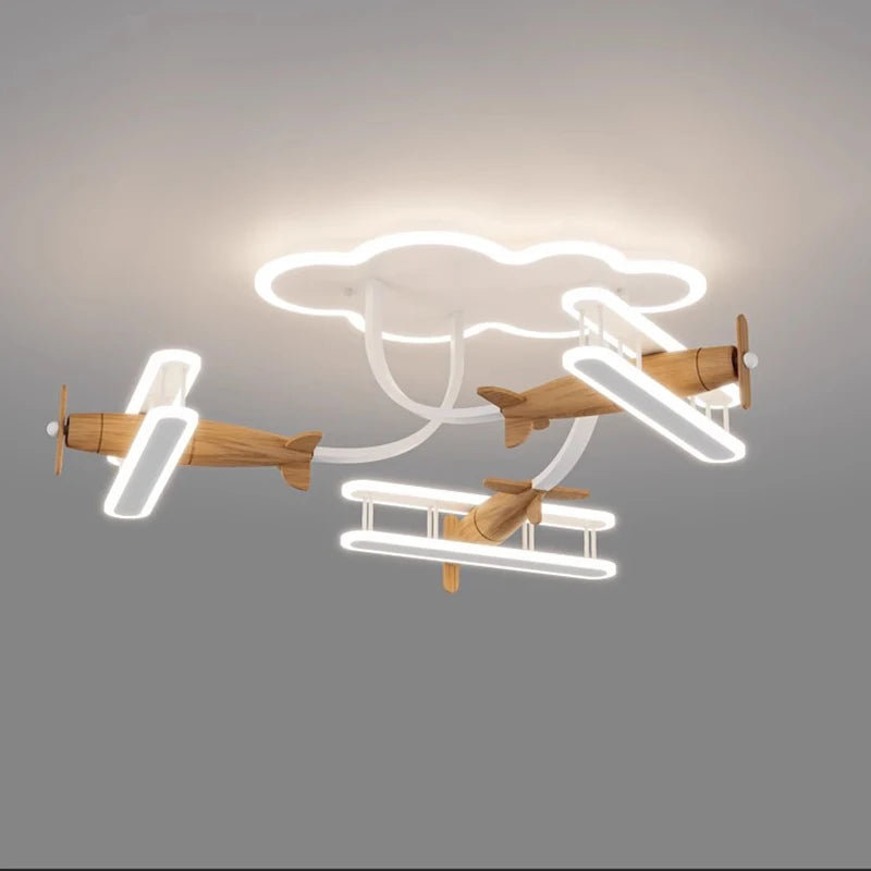 Creative Airplane Pendant Lamps Wooden Plane AC 220V 50W Children's Bedroom Ceiling Hanging Light Boy Girl Room Decorative Light - vue 2 sur 10