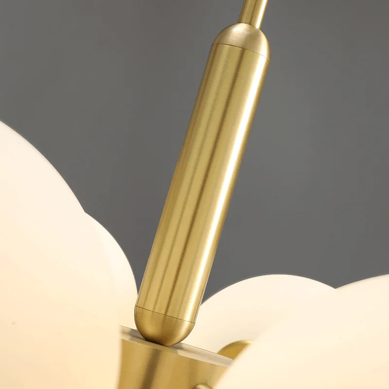 lustre nordique en cuivre design créatif en verre à LED - vue 6 sur 9