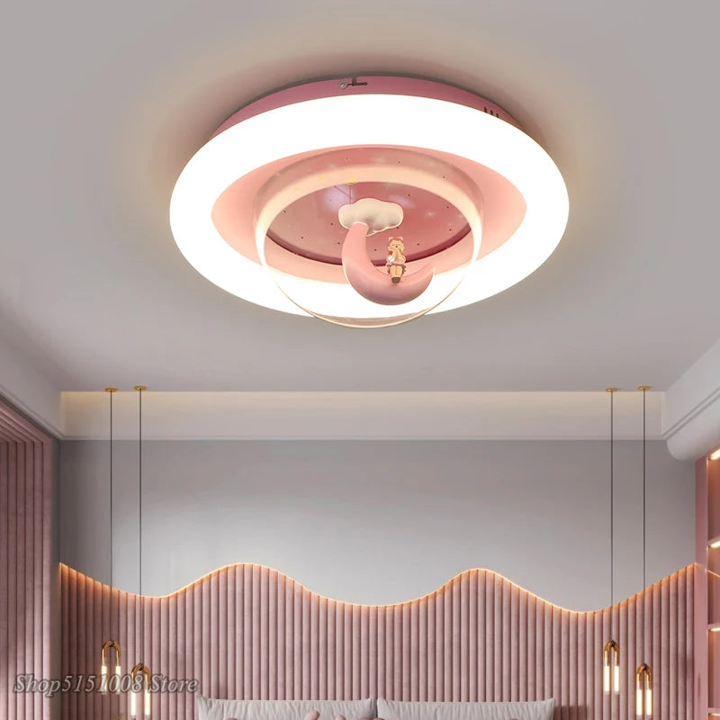 Dessin animé lune LED lustre plafonnier maison enfant fille chambre d'enfant enfants princesse chambre décor moderne luminaires d'intérieur - vue 5 sur 8
