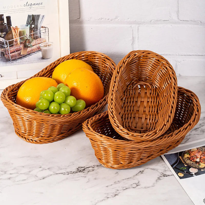 panier à pain en rotin fait main pour rangement alimentaire - vue 5 sur 11