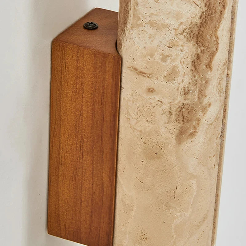 applique murale art déco en pierre naturelle et bois pour ambiance chaleureuse - vue 6 sur 8