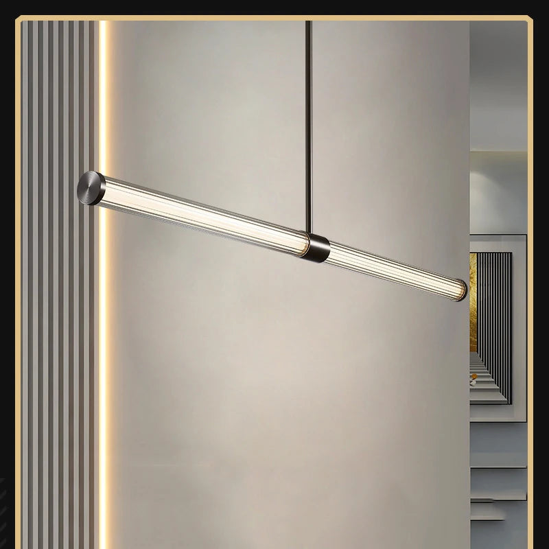 suspension moderne en verre de cuivre luxueuse - vue 3 sur 9