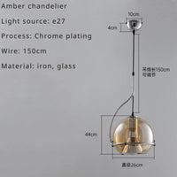 lustre boule en verre style nordique pour éclairage rétro