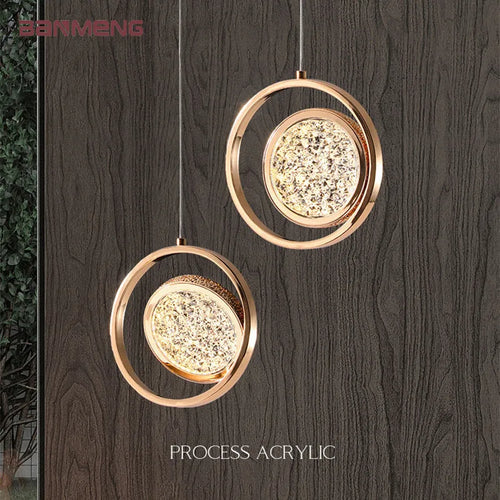Nordique moderne suspension LED lumière or acrylique lustre créativité suspension lampe intérieur maison loft chambre chevet étude escaliers