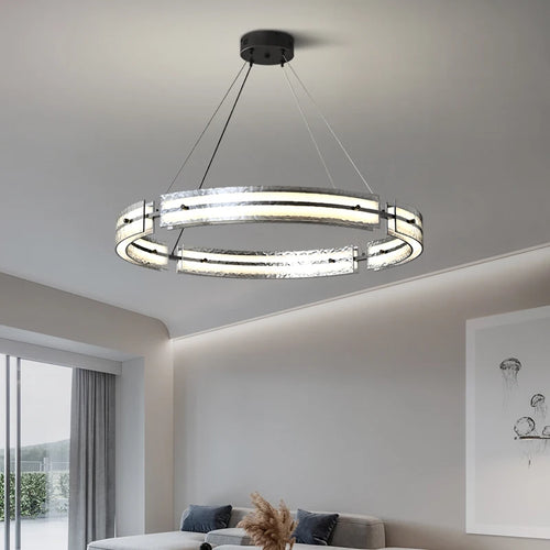 suspension en fer minimaliste avec verre ondulé pour intérieur moderne - vue 2 sur 7