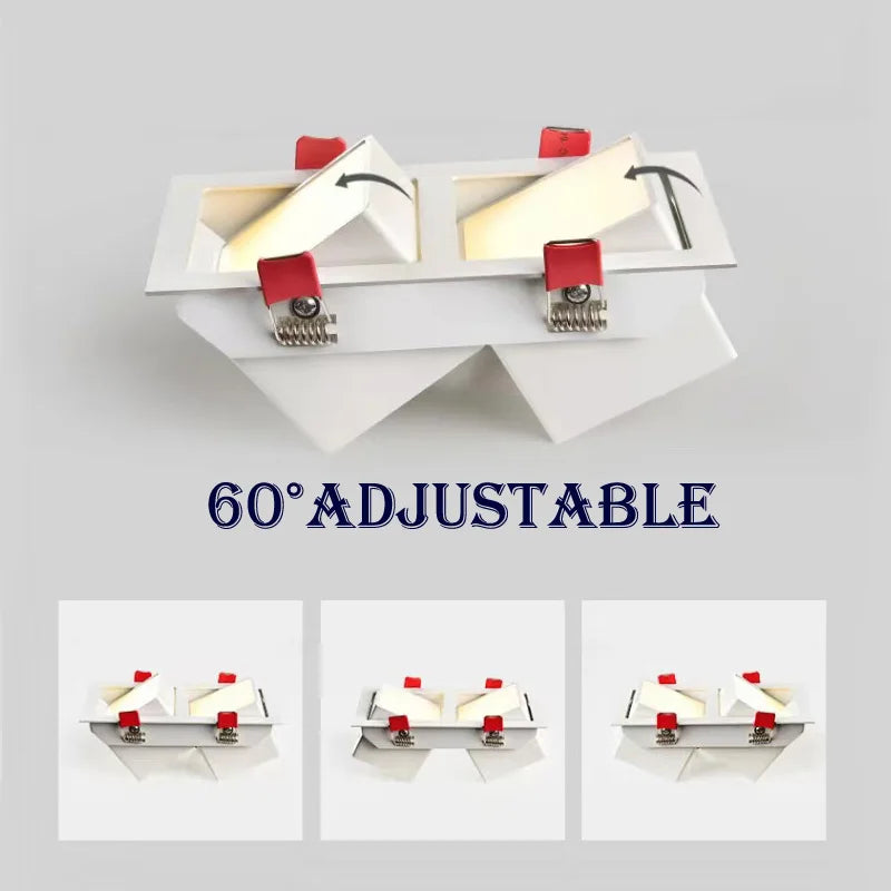 Nordic embedded Career chip bean gall spotlight, 1 head 2 head 3 head 8W/12W living room ceiling grill lamp downlight spotlight - vue 4 sur 12