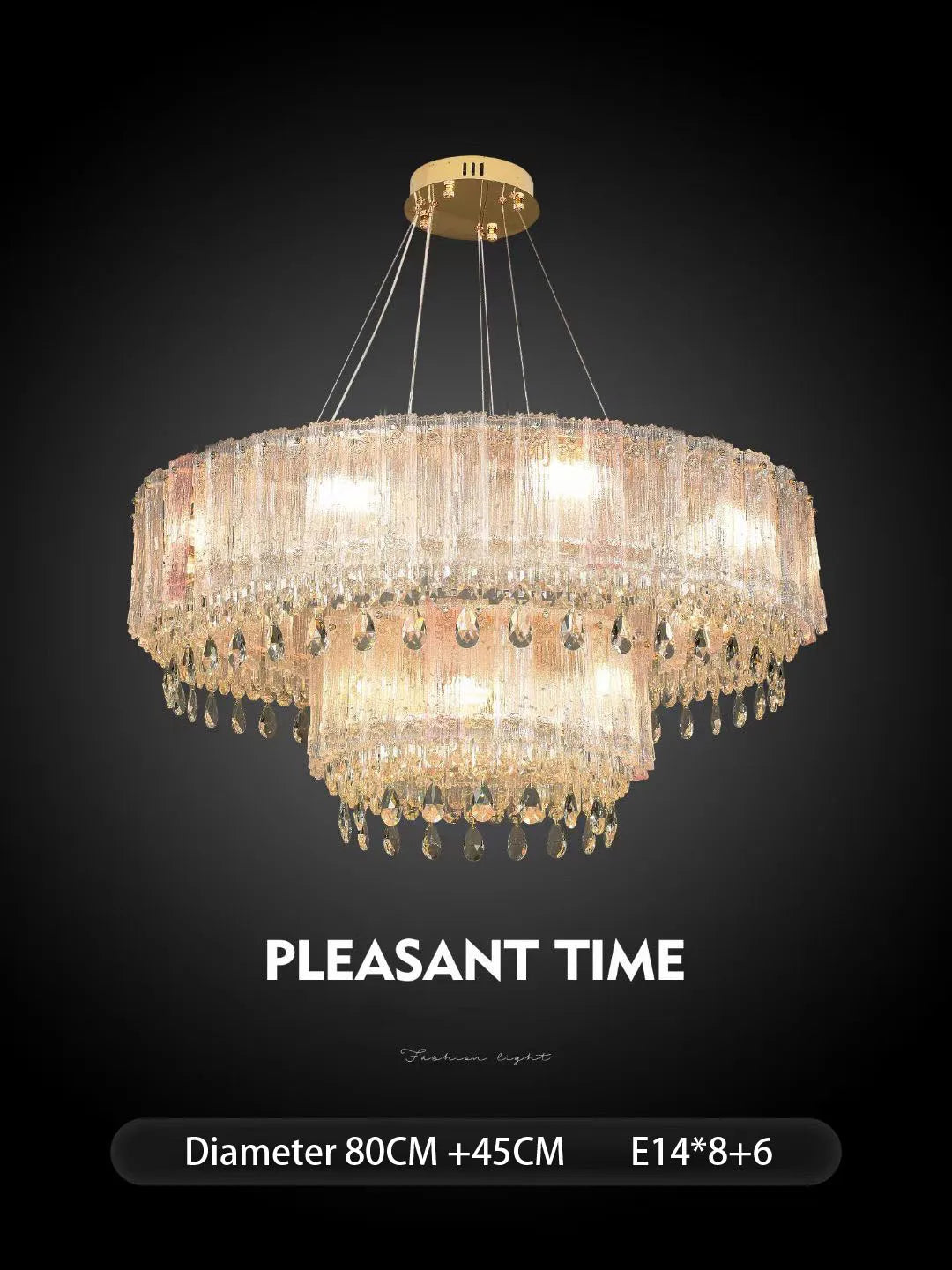 lustre en cristal de luxe avec lumières led nordiques - vue 4 sur 5