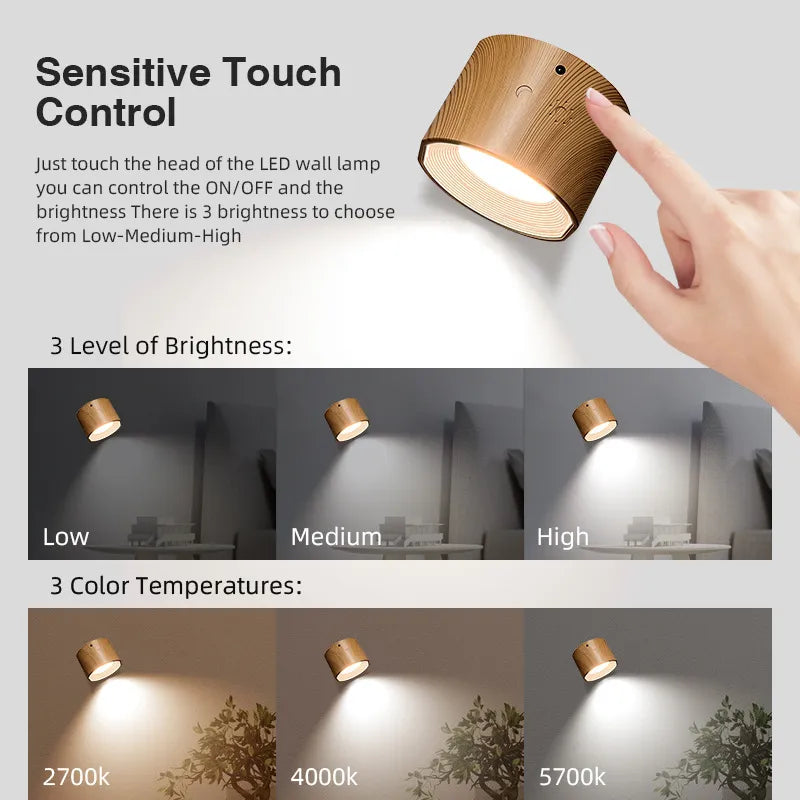 Applique murale LED rechargeable avec télécommande tactile