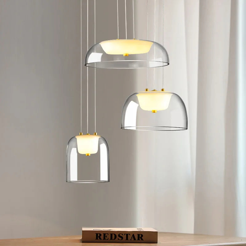 suspension à led avec couvercle en verre moderne - vue 3 sur 9
