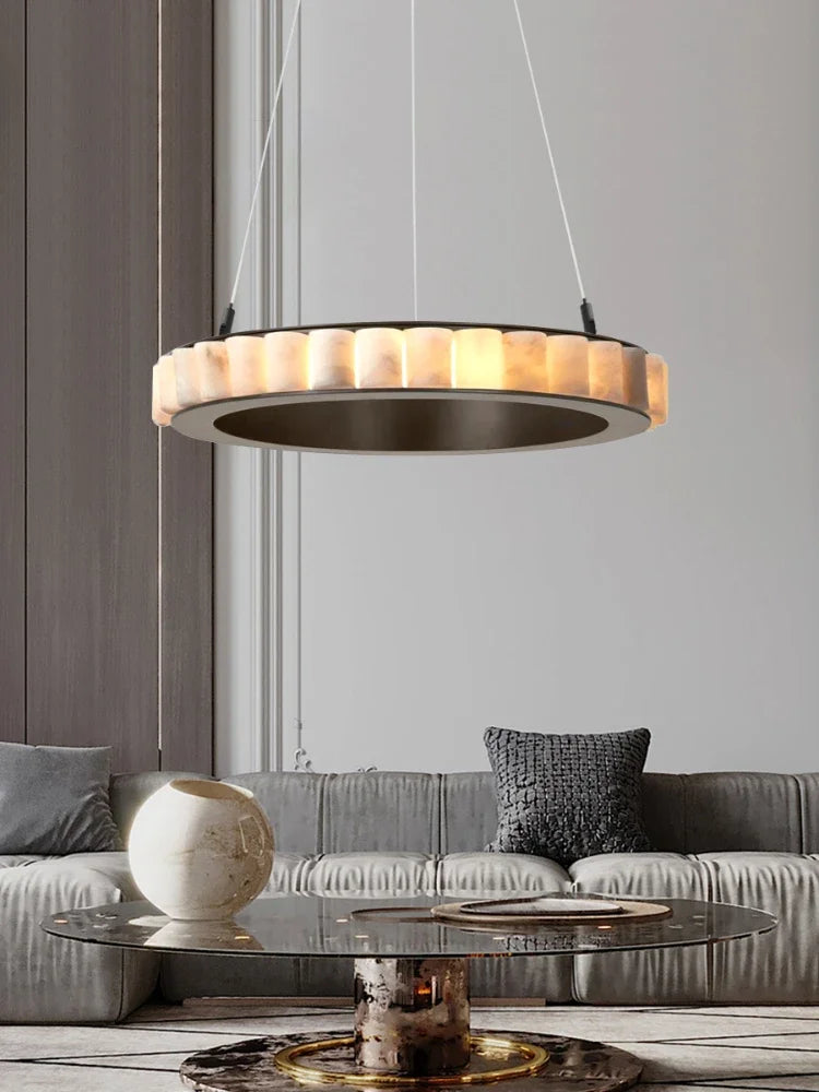lustre moderne en duplex marbre naturel pour famille - vue 4 sur 8