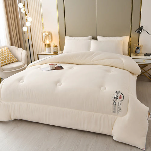 Cotton Comforter Duvet Insert - Quilted White Comforters Queen Size, All Season Down Alternative Queen Size Bedding Comforter - vue 4 sur 10