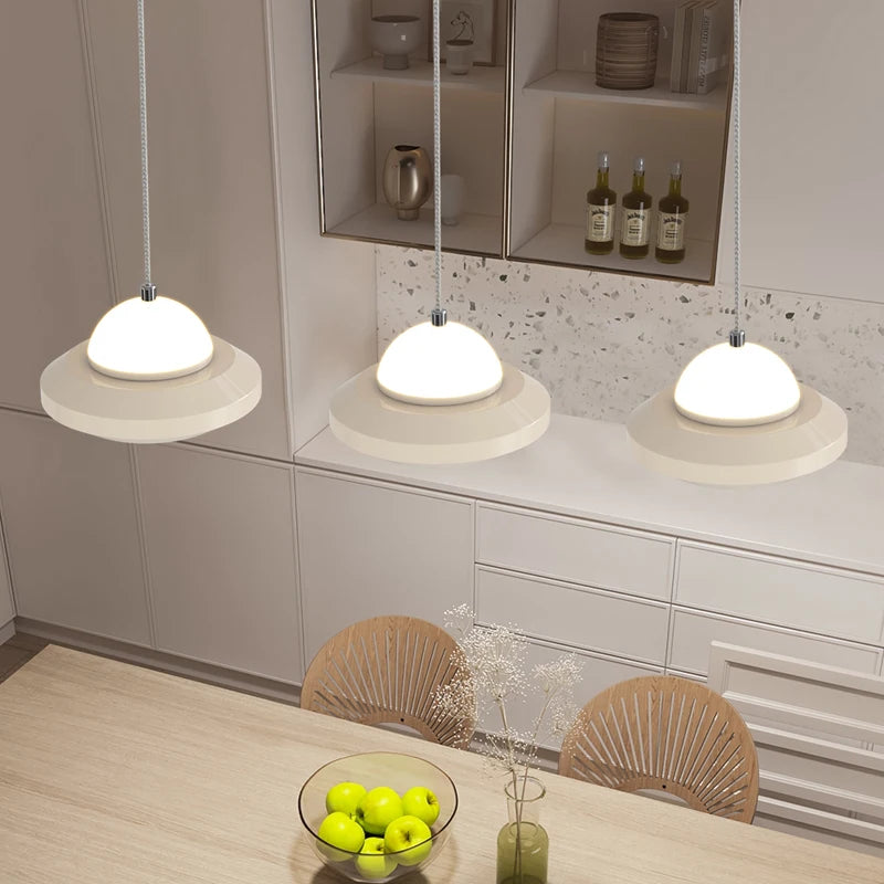 lustre moderne minimaliste trois têtes style crème italienne - vue 5 sur 12