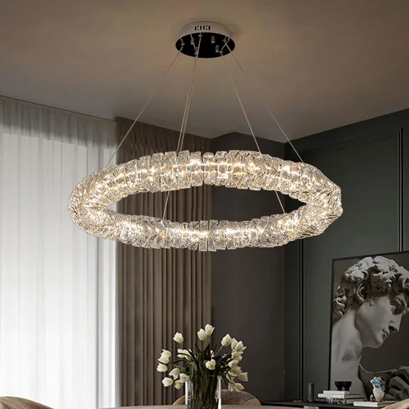2024 Luxury K9 Crystals Chandelier Led Pendant Lights Steel Luxury Hanging Lamp Fixtures For Home decoration - vue 3 sur 24