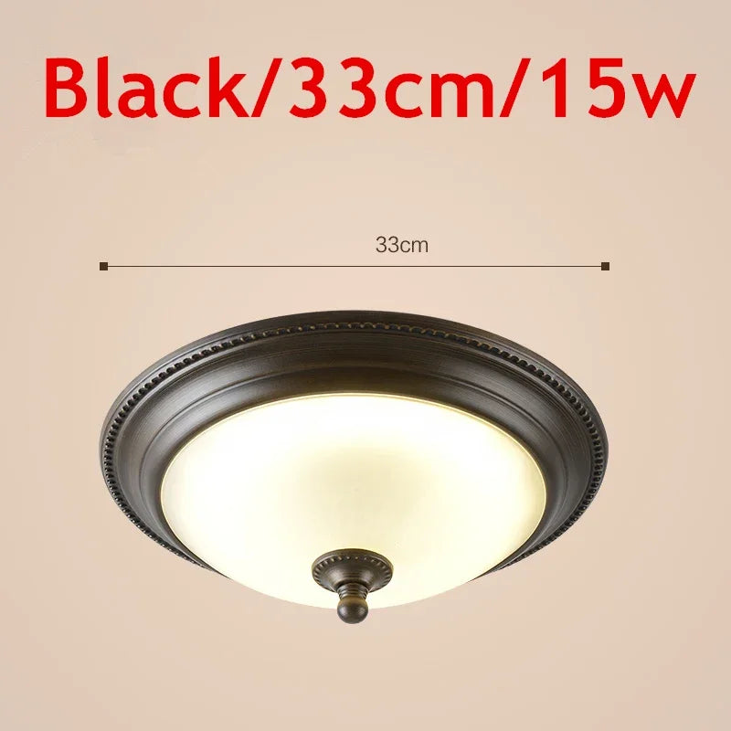 Plafonnier rond or/noir/Bronze plafonnier verre dépoli pour couloir salon cuisine LED lumineuse éclairage 110/220V - vue 14 sur 18