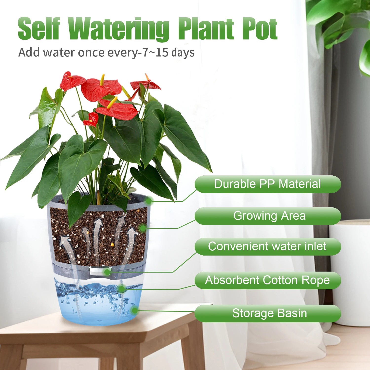 lot de 3 pots de fleurs transparents à double étage tendance jardin - vue 10 sur 10