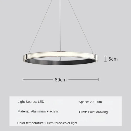 Modern circular acrylic pendant light for minimalist interior decor - vue 9 sur 9