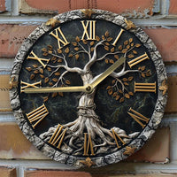 Tree of Life Silent Wall Clock, DIY Assembly Kit, High-Definition 2D Print, Metal Art Decor for Home, Bedroom, Thanksgiving Day