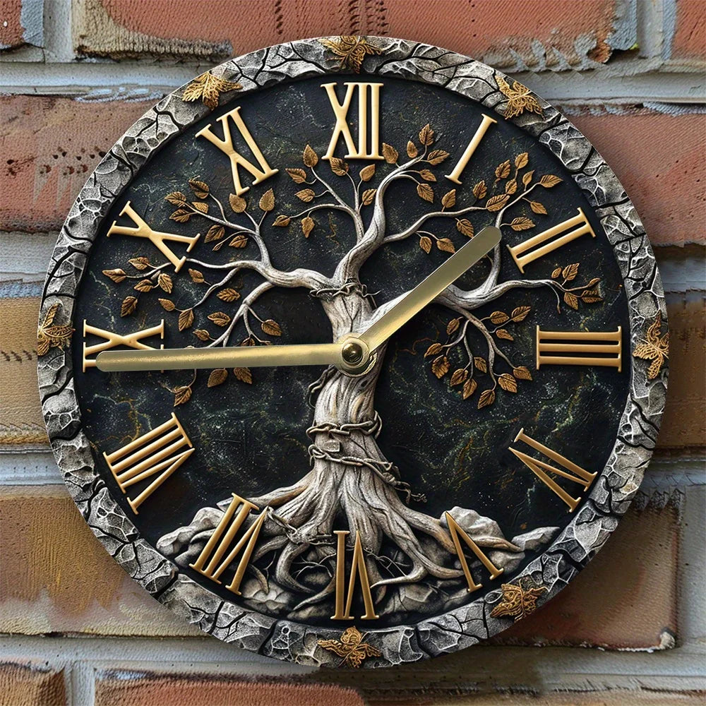 Tree of Life Silent Wall Clock,High-Definition 2D Print, Metal Art Decor with Sets for Home, Bedroom, Thanksgiving Day