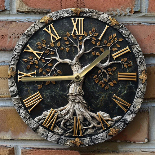 Tree of Life Silent Wall Clock,High-Definition 2D Print, Metal Art Decor with Sets for Home, Bedroom, Thanksgiving Day