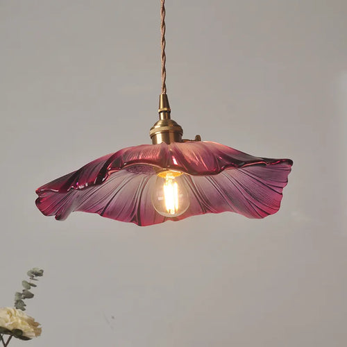Suspension Vintage en verre de fleur - vue 2 sur 10