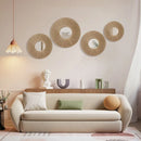 Round Decorative Wall Mirrors Farmhouse Circle Mirror with Hemp Rope Boho Mirrors for Bedroom, Bathroom, Living Room Decor Gift