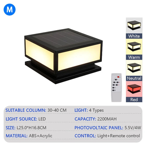 Decorative solar outdoor LED lamp with remote control, four colours - vue 11 sur 12
