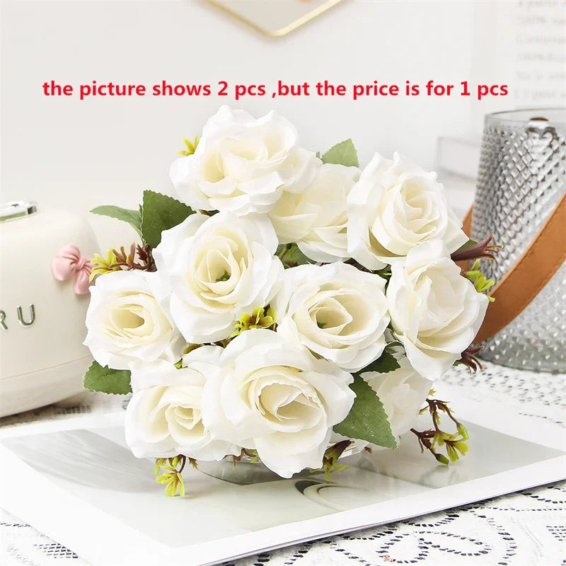 bouquet de roses décoratives en soie parfum de miel pour décoration intérieure - vue 8 sur 12