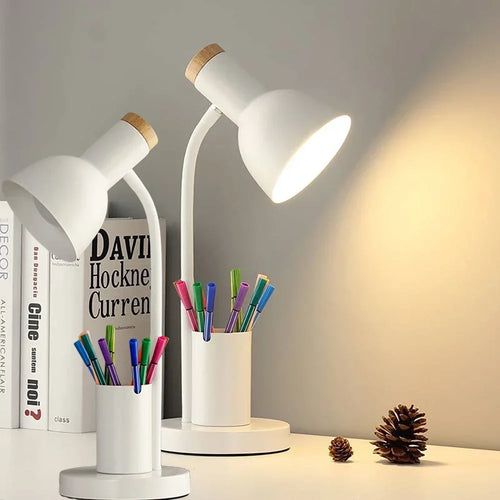 lampe de bureau créative nordique avec porte-stylo led décoratif - vue 5 sur 11