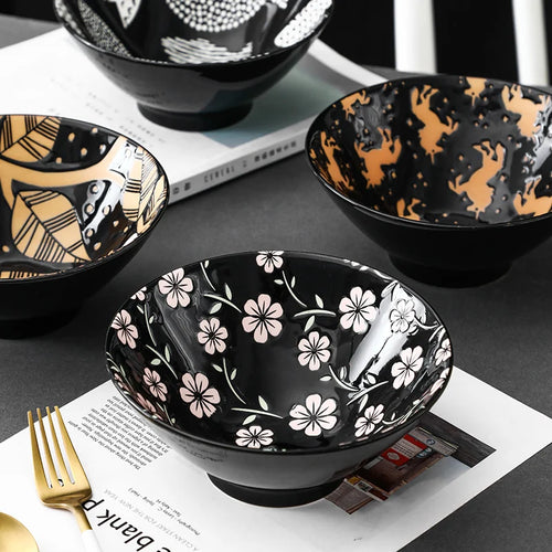 Bol ramen japonais céramique motifs floraux 12l