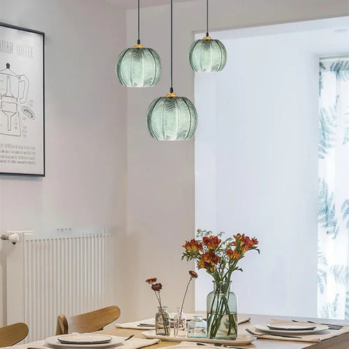 suspension Nordique moderne LED rayé verre pour salle à manger cuisine île chevet décor à la maison - vue 3 sur 10