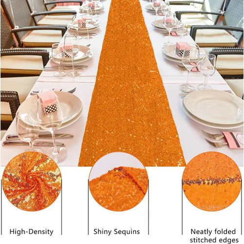 Chemin de table paillettes orange décoration fête mariage - vue 8 sur 7